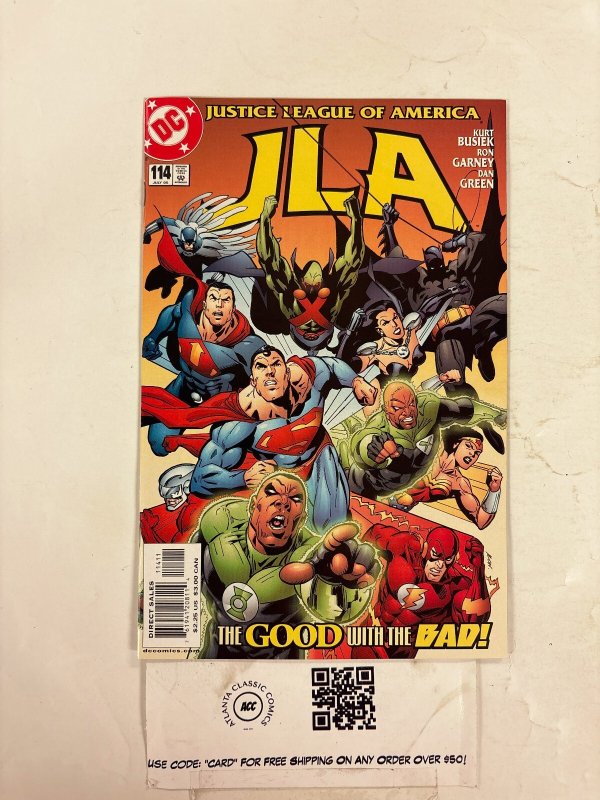 JLA #114 (DC Comics, 2005), raw comic book in NM condition — front cover
