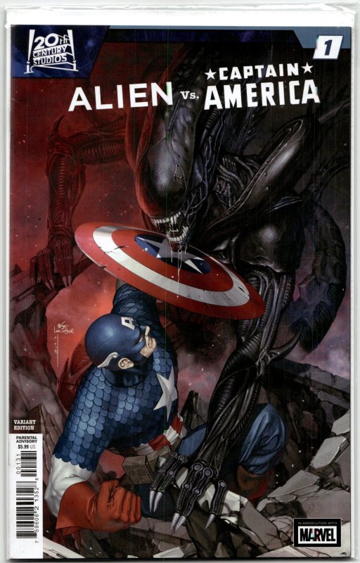 Alien vs. Captain America #1 (Marvel Comics, 2025), raw, ungraded comic book — front cover