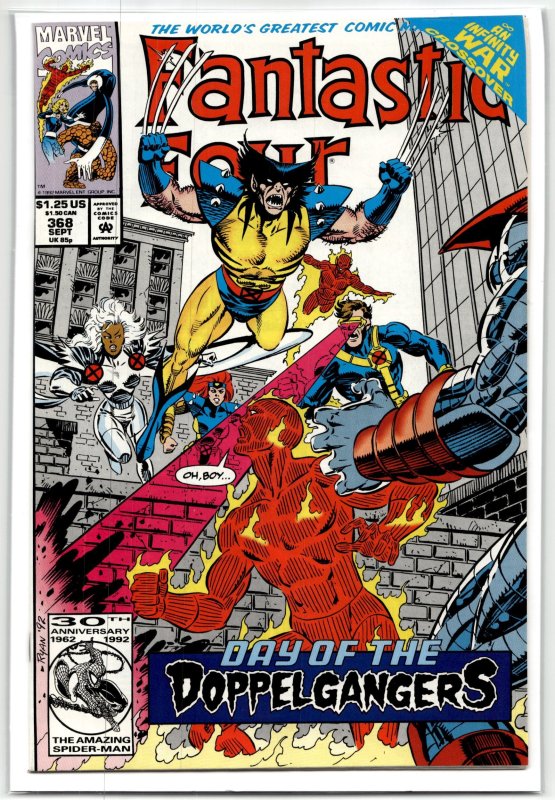 Fantastic Four #368 (Marvel Comics, 1992), raw, ungraded comic book — front cover