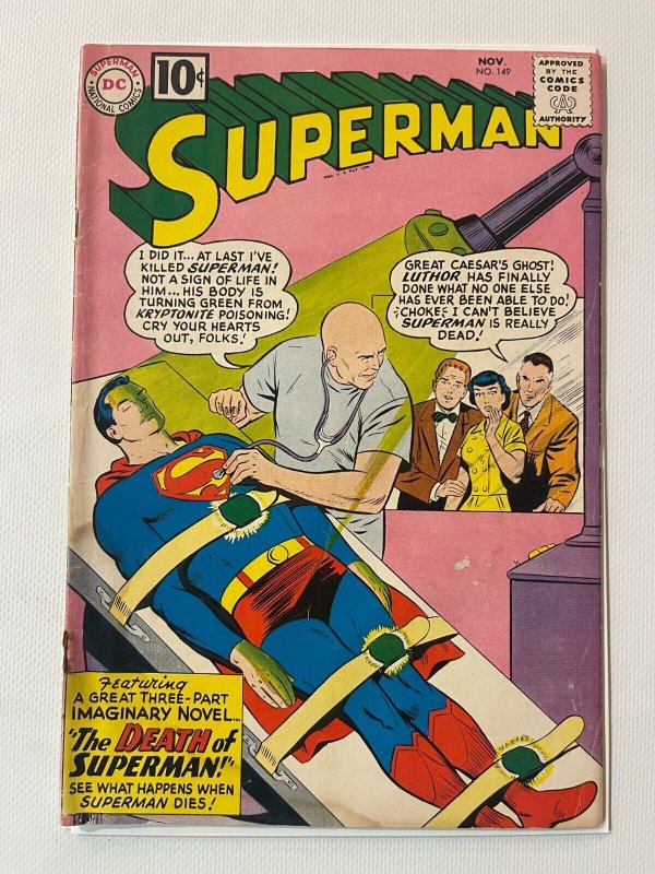 Superman #149 (DC Comics, 1961), raw comic book in VG/FN condition — front cover