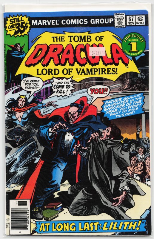 Tomb of Dracula #67 (Marvel Comics, 1978), raw, ungraded comic book — front cover