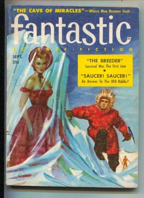 Pulp: Fantastic 9/1957-Ziff-Davis-frozen Woman Cover by Ed Valigursky-Harlan... (Ziff-Davis), raw, ungraded comic book — front cover