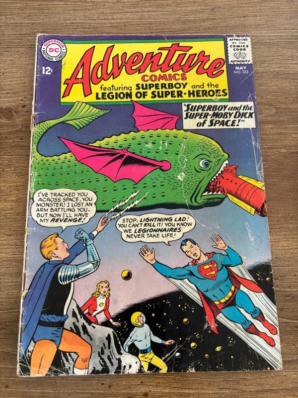 Adventure Comics #332 (DC Comics, 1965), raw comic book in VG condition — front cover