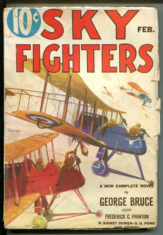 SKY Fighters 02/1933-AIR WAR Pulps-Wwi-Poindexter-George BRUCE-good/vg, raw, ungraded comic book — front cover