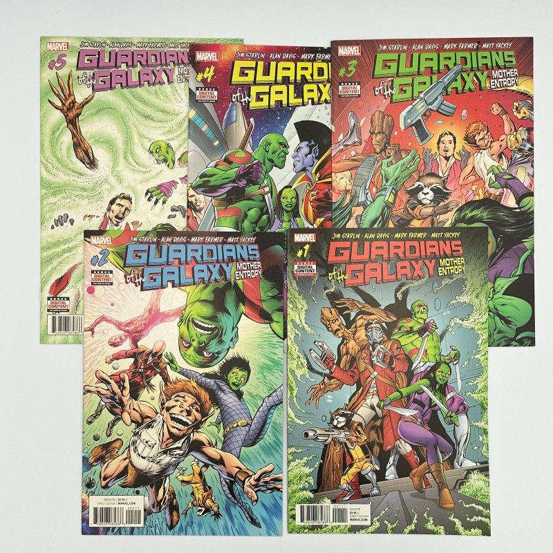 Guardians of the Galaxy Mother Entropy #1-5 Complete Set Marvel 2017 Starlin VF (Marvel Comics, 2017), raw comic book in VF condition — front cover