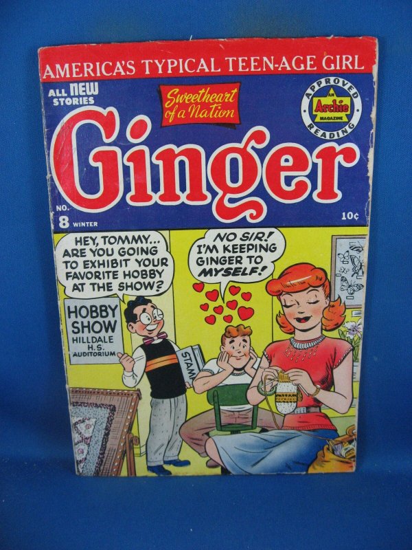Archie Ginger Comics #8 (1953), raw comic book in VG condition — front cover