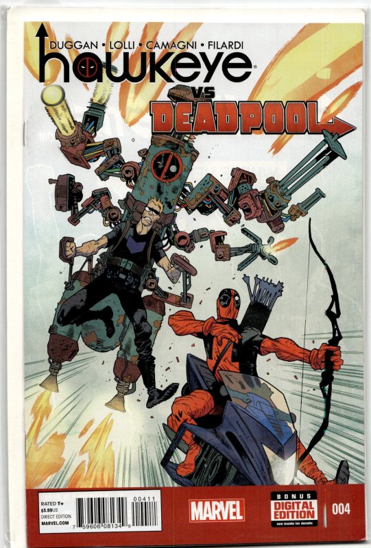 Hawkeye vs. Deadpool #4 (Marvel Comics, 2015), raw, ungraded comic book — front cover