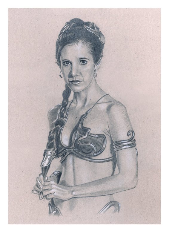 Leia the Slave, High-quality A4 Lithograph. Artist: Miguel Alfaro, raw, ungraded comic book — front cover