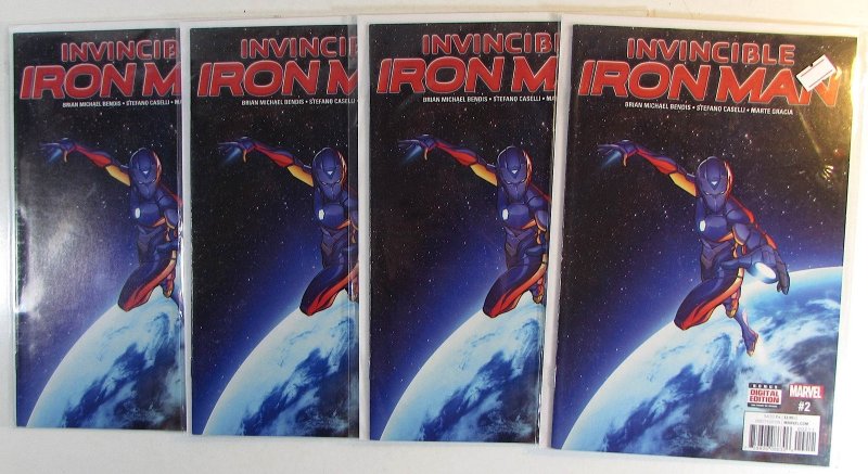 Invincible Iron Man Lot of 4 #2 x4 Marvel (2017) 3rd Series Comic Books (Marvel Comics, 2017), raw, ungraded comic book — front cover