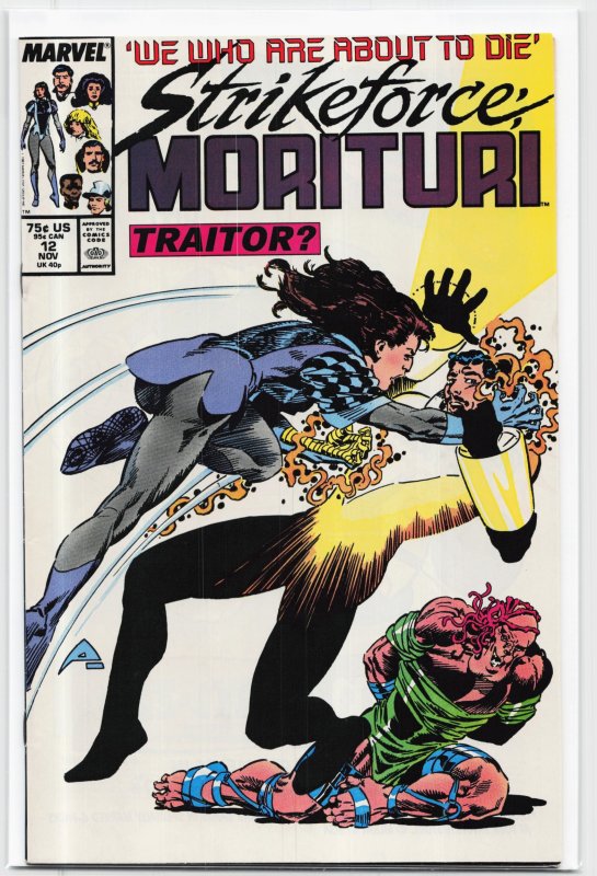 Strikeforce: Morituri #12 (Marvel Comics, 1987), raw, ungraded comic book — front cover