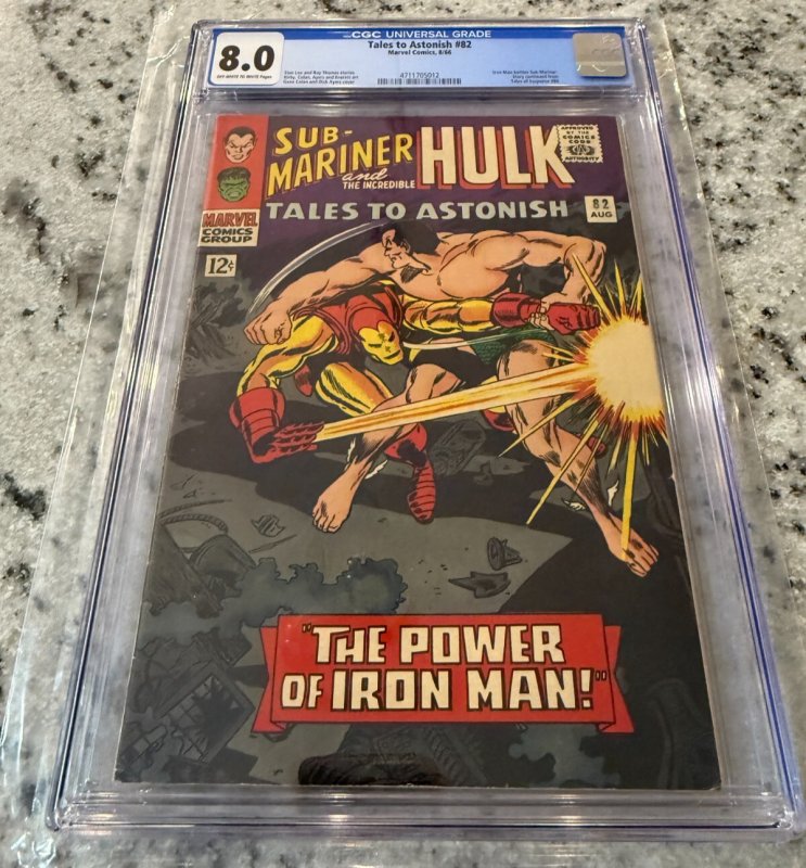 Tales to Astonish #82 (Marvel Comics, 1966), CGC 8.0 graded comic book, Universal Blue label — front cover in its holder