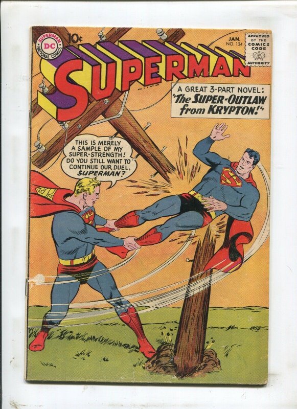Superman #134 (DC Comics, 1960), raw comic book in 4.0 condition — front cover