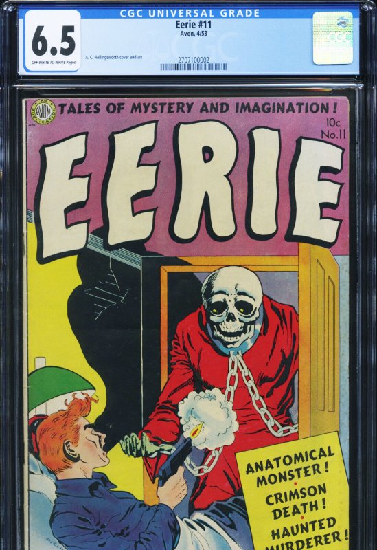 Eerie #11 (Avon Periodicals), CGC 6.5 graded comic book, Universal Blue label — front cover in its holder