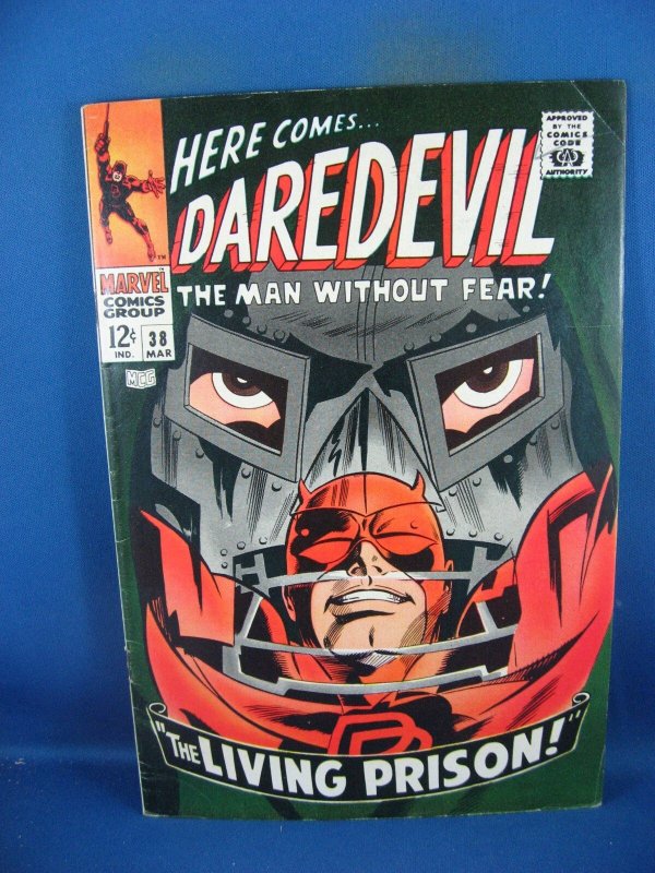 Daredevil #38 (Marvel Comics, 1968), raw comic book in VF condition — front cover