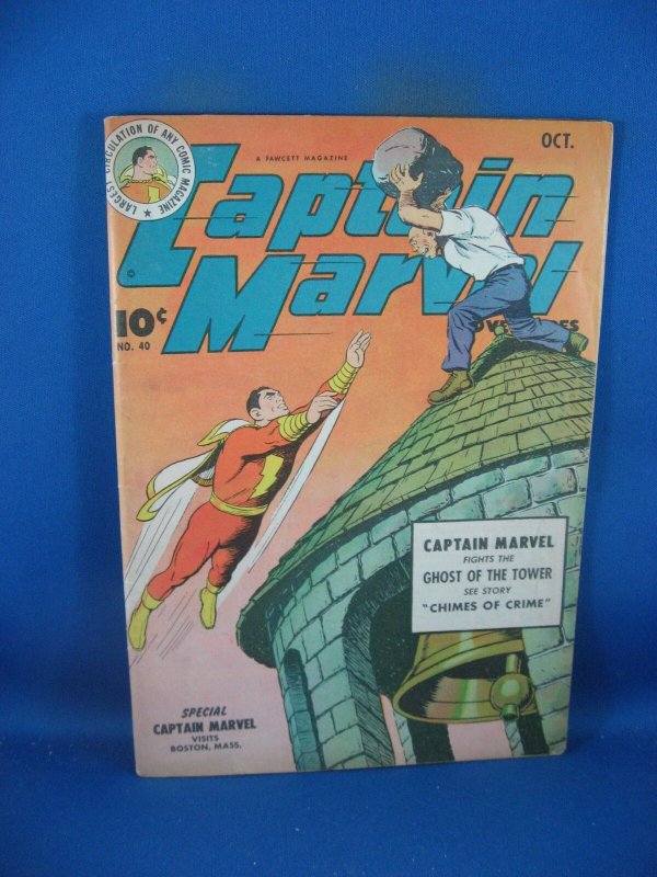 Captain Marvel Adventures #40 (Fawcett Publications, 1944), raw comic book in VF condition — front cover