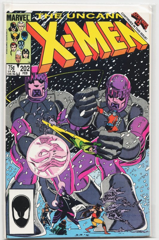 The Uncanny X-Men #202 (Marvel Comics, 1986), raw, ungraded comic book — front cover