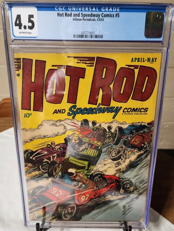 Hot Rod and Speedway #5 (1953), CGC graded comic book, Universal Blue label — front cover in its holder
