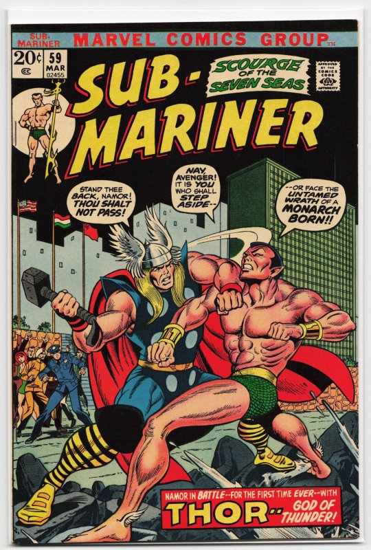 Sub-Mariner #59 (Marvel Comics, 1973), raw, ungraded comic book — front cover