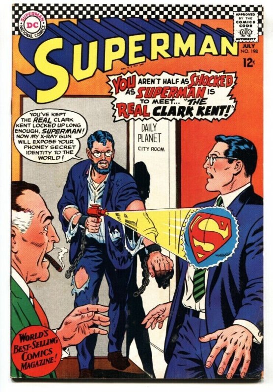 Superman #198 (DC Comics, 1967), raw comic book in VG/FN condition — front cover
