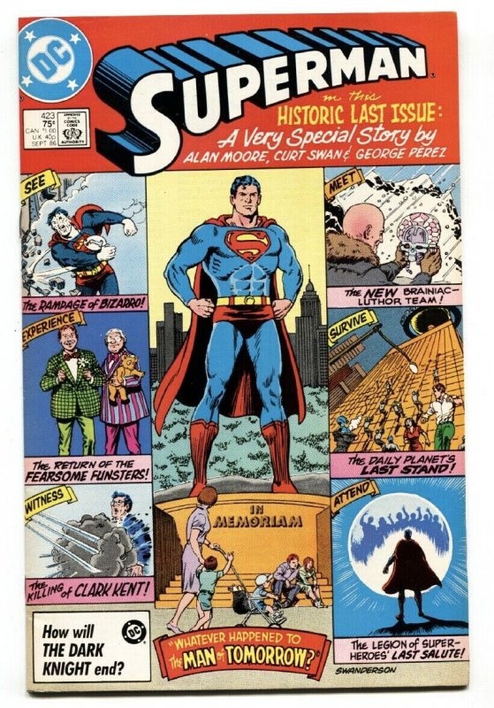 Superman #423 (DC Comics, 1986), raw comic book in VF/NM condition — front cover