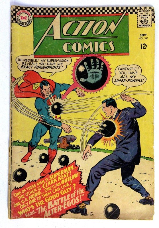 Action Comics #341 (DC Comics, 1966), raw comic book in VG condition — front cover