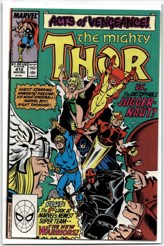 The Mighty Thor #412 (Marvel Comics, 1989), raw, ungraded comic book — front cover