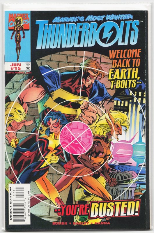 Thunderbolts #15 (Marvel Comics, 1998), raw, ungraded comic book — front cover