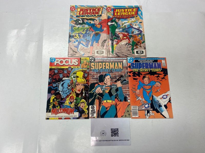 5 DC Comic Books Justice League Spectacular #1, raw, ungraded comic book — front cover