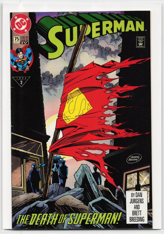 Superman #75 (DC Comics, 1993), raw, ungraded comic book — front cover