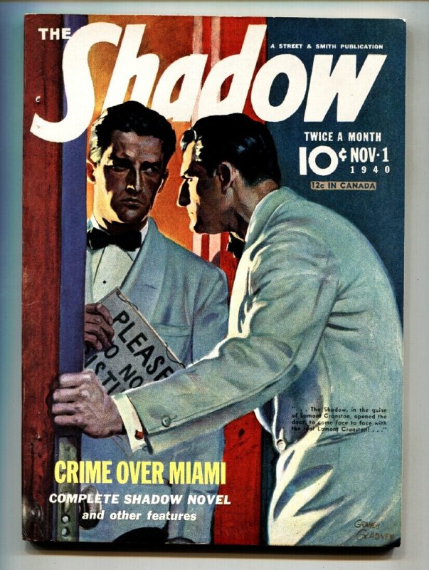Pulp: Shadow 1940 Nov 1-high Grade- Street AND Smith-Rare Pulp vf+ (1940), raw, ungraded comic book — front cover