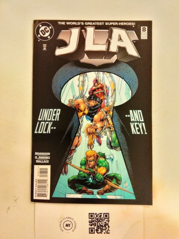 JLA #8 (DC Comics), raw comic book in NM condition — front cover