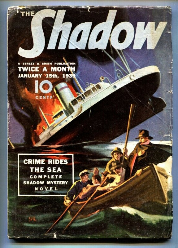 Shadow 1939 Jan 15- Street AND Smith-Rare Pulp Magazine VG (Street & Smith, 1939), raw comic book in VG condition — front cover