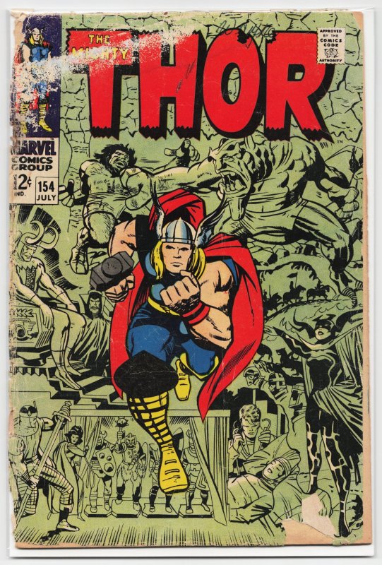 Thor #154 (Marvel Comics, 1968), raw, ungraded comic book — front cover