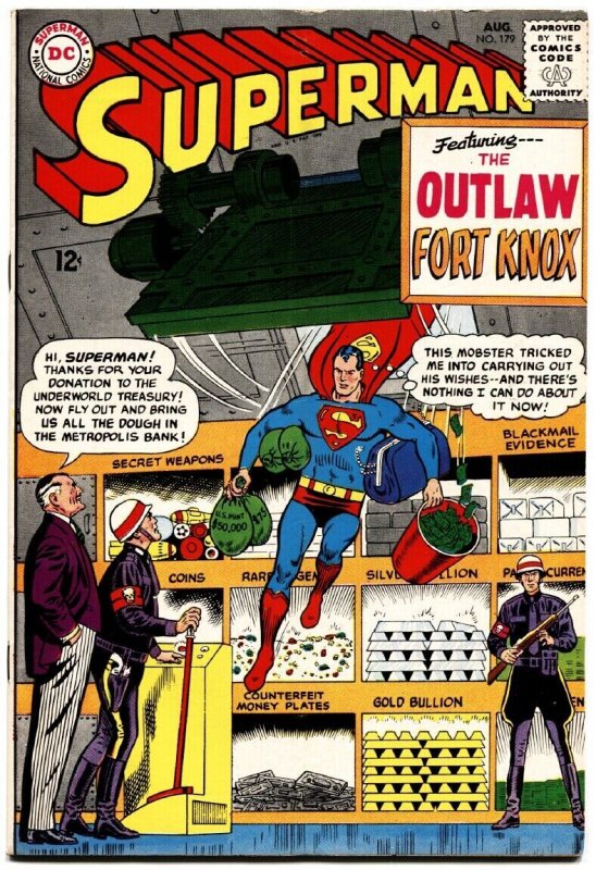 Superman #179-1965-august-fort Knox-amazing! FN (DC Comics), raw, ungraded comic book — front cover