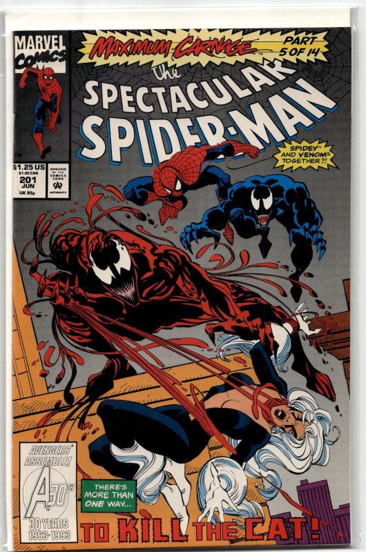 The Spectacular Spider-Man #201 (Marvel Comics, 1993), raw, ungraded comic book — front cover