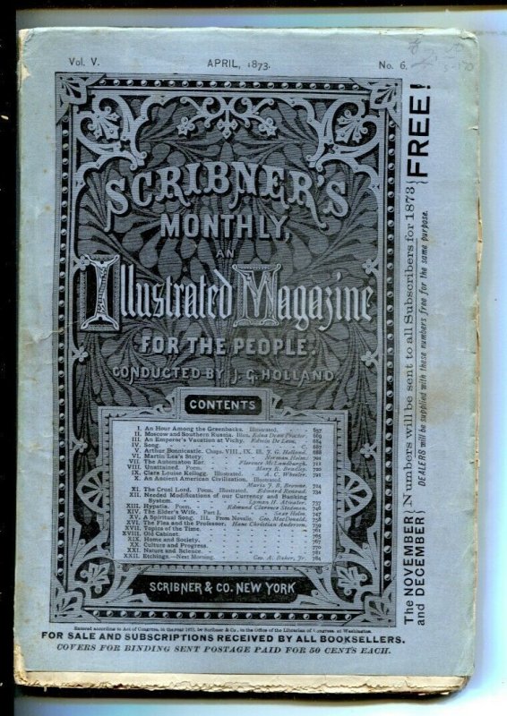 Scribner's Monthly 1/1873-Illustrated Monthly-pulp Format-Early Fiction & Fac... (Scribner's), raw, ungraded comic book — front cover