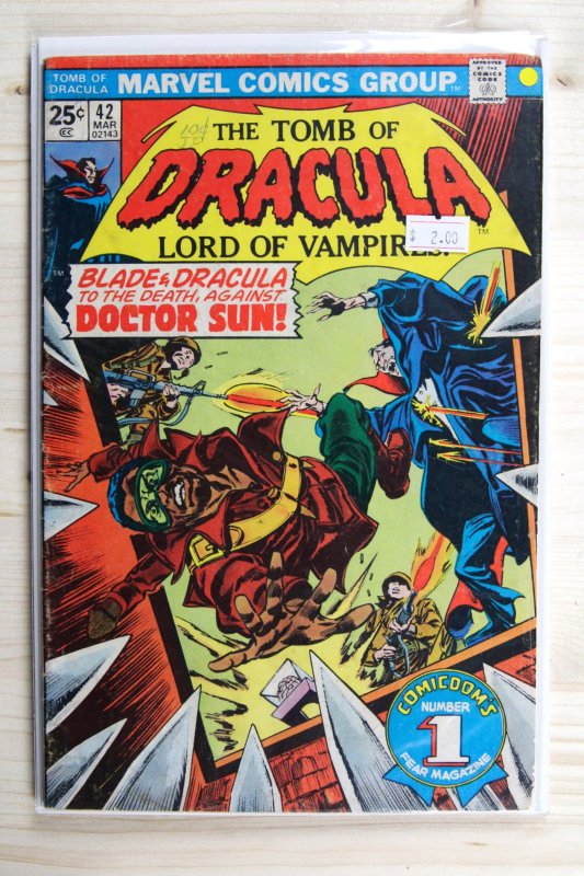 Tomb of Dracula #42 (Marvel Comics, 1976), raw comic book in FN- 5.5 condition — front cover