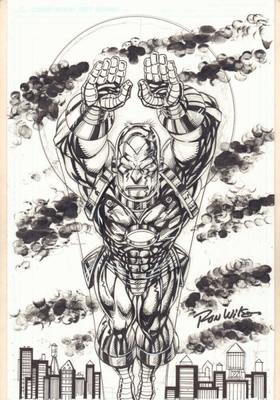 Iron Man Flying Commission - Signed art by Ron Wilson, raw, ungraded comic book — front cover
