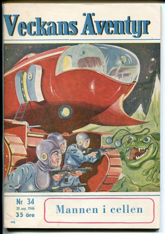 Veckans Aventyr Vol. 7 #34 (1946), raw comic book in VF condition — front cover