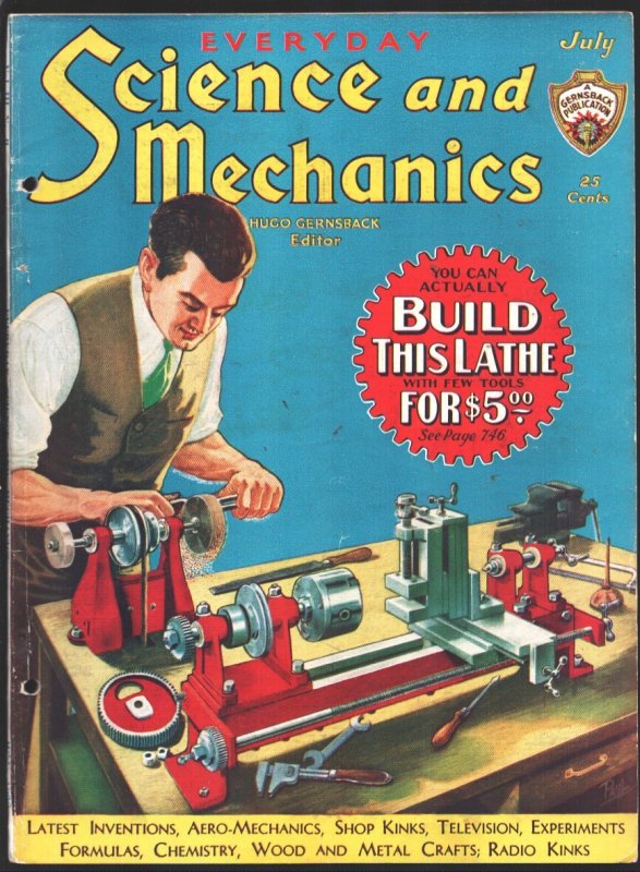 Everyday Science and Mechanics 7/1932-Hugo Gernsback-Fantasy Cover-television-ch, raw, ungraded comic book — front cover