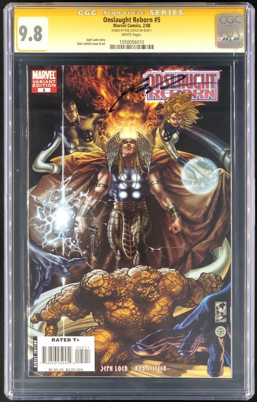 Onslaught Reborn #5 (Marvel Comics, 2006), CGC 9.8 graded comic book, Signature Series label — front cover in its holder