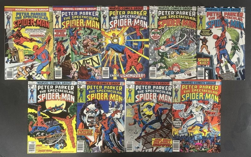 The Spectacular Spider-Man (1976) #1-25 VF Lot of 25 (Marvel Comics, 1976), raw comic book in VF condition — front cover