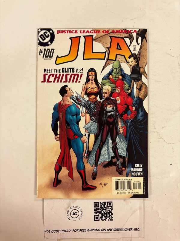 JLA #100 (DC Comics), raw comic book in NM condition — front cover