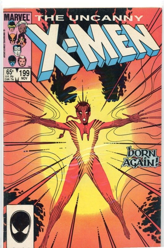 Uncanny X-Men #199 (Marvel Comics, 1985), raw comic book in FN- 5.5 condition — front cover