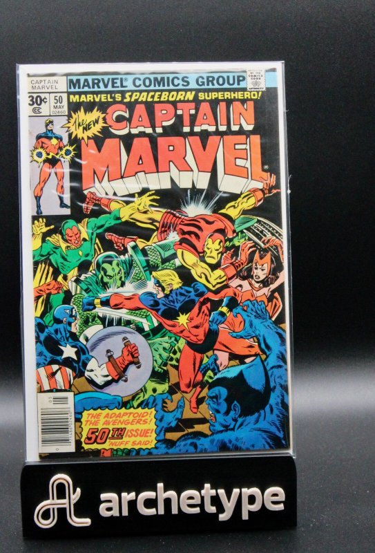 Captain Marvel #50 (Marvel Comics, 1977), raw, ungraded comic book — front cover