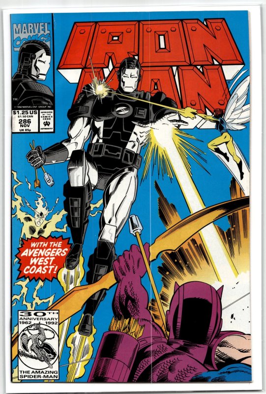 Iron Man #286 (Marvel Comics, 1992), raw, ungraded comic book — front cover