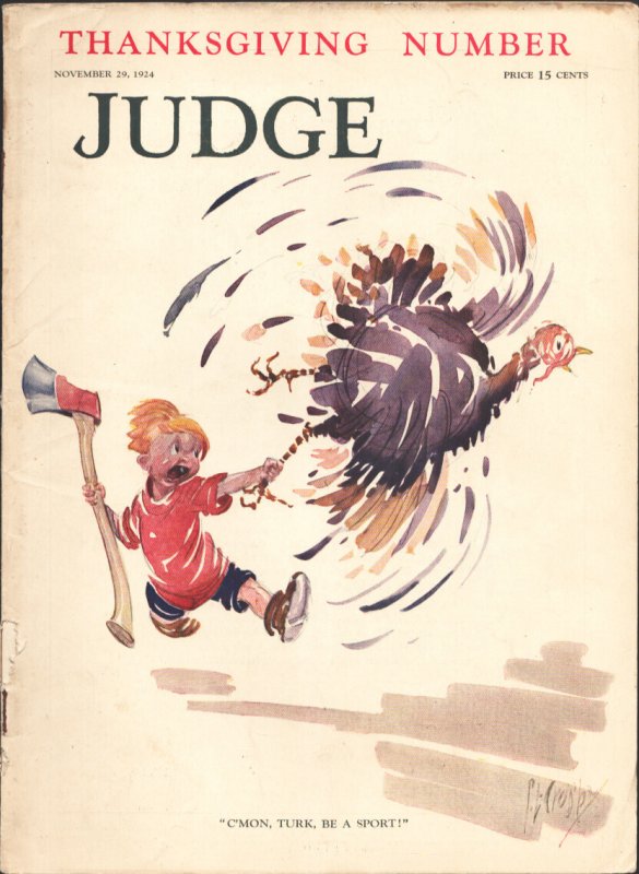MAG: Judge 11/29/1924-Skippy Thanksgiving Cover Percy Crosby-Cartoons-gags-jo..., raw, ungraded comic book — front cover