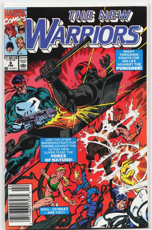 The New Warriors #8 (Marvel Comics, 1991), raw, ungraded comic book — front cover