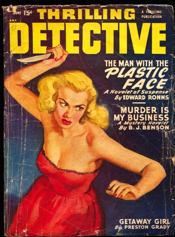 Thrilling Detective 6/1950-Thrilling-Gun Moll with a Knife Cover- Edward Ronns-G, raw, ungraded comic book — front cover