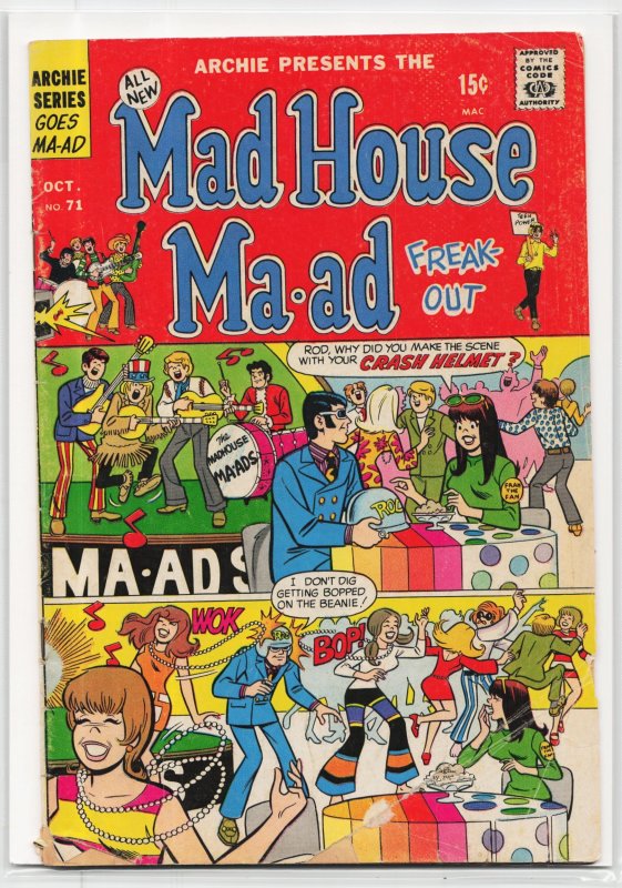 Archie's Madhouse #71 (Archie Comics, 1969), raw, ungraded comic book — front cover